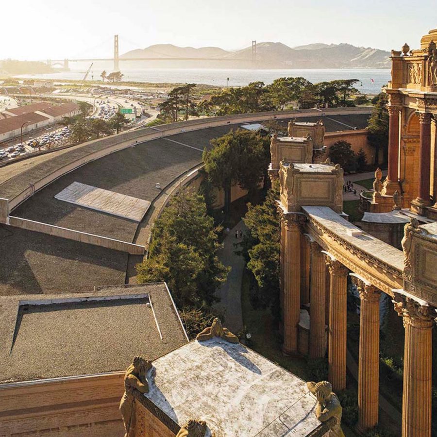Palace of Fine Arts during golden hour