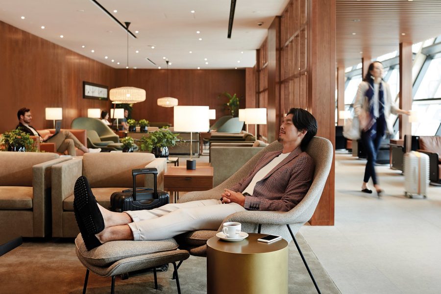 Man relaxing in lounge