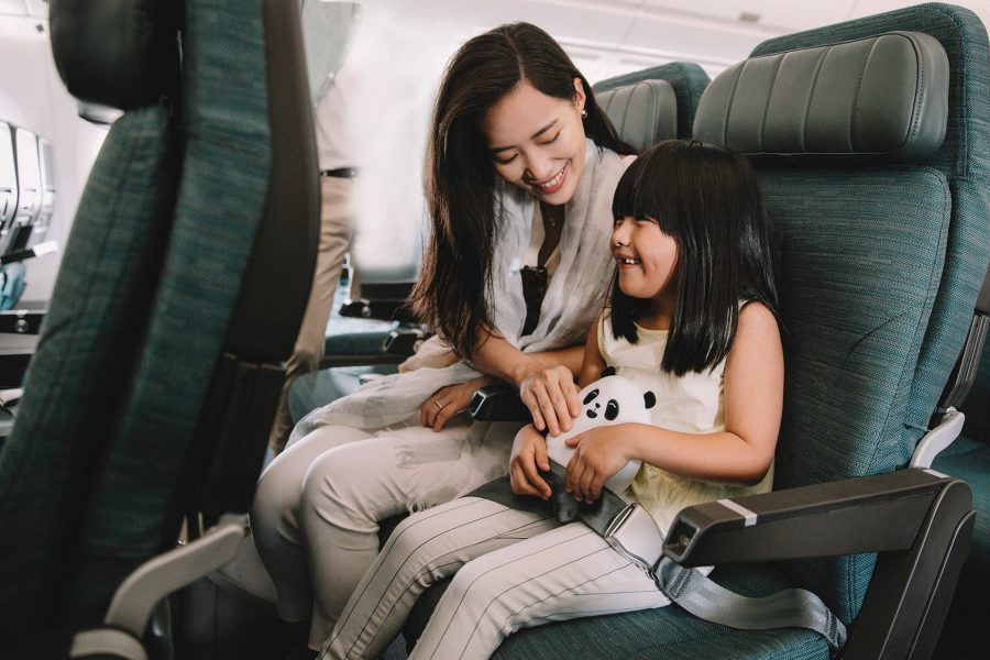 Passengers sitting in the cabin