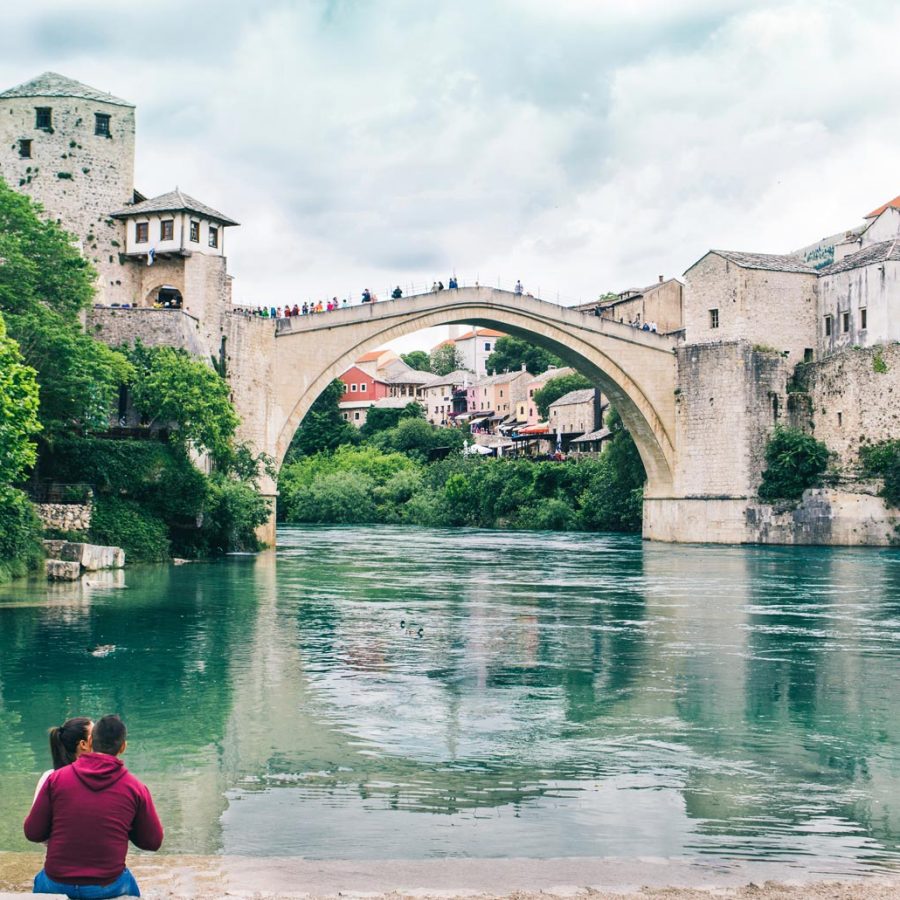 A rebuilt 16th-century Ottoman bridge in Mostar, Bosnia