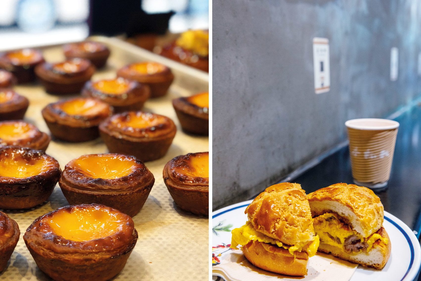 Egg tart and pineapple bun