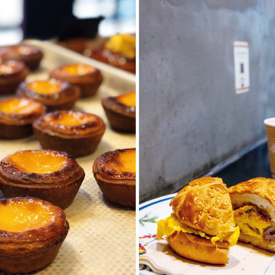 Egg tart and pineapple bun
