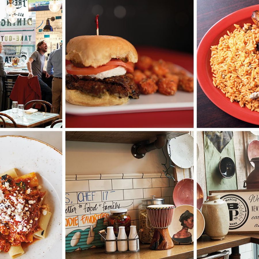Photo college o f burger and pasta.