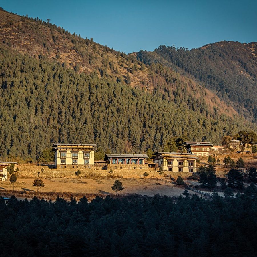 Hotel with scenic mountains at the background