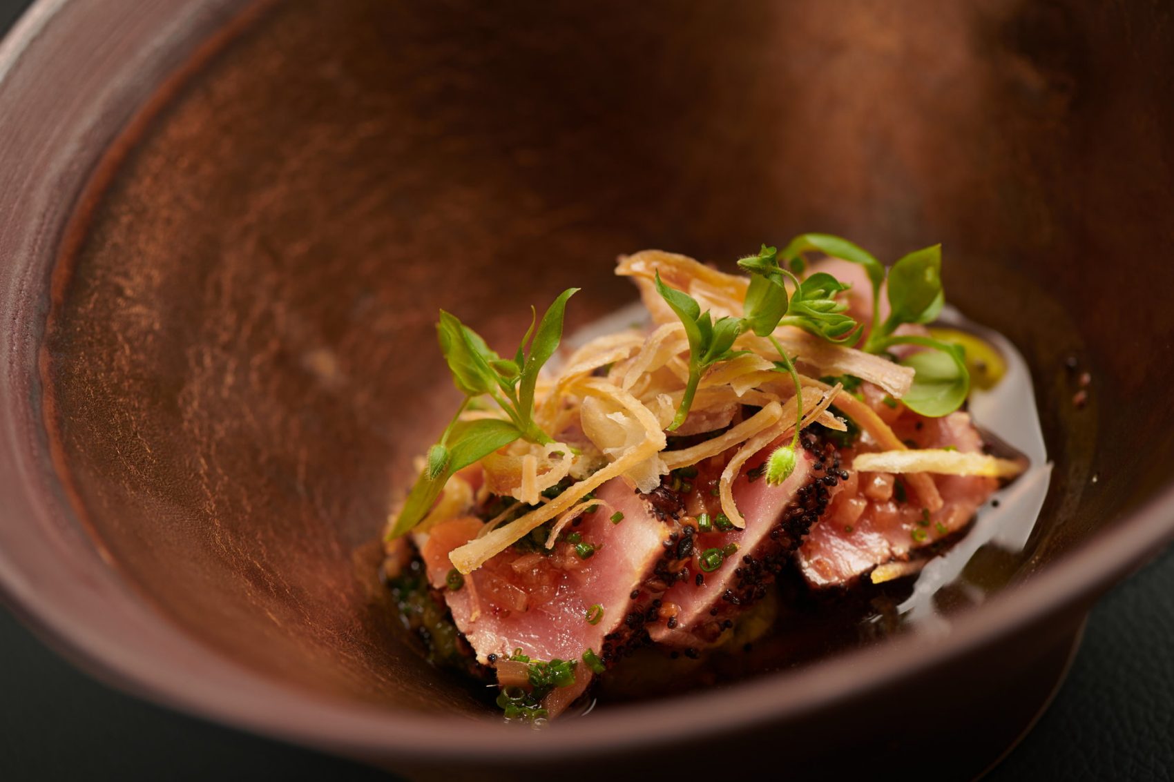 Tuna with crushed-avocado and crispy-shallots at L'Envol. Credit: Moses Ng /MozImages