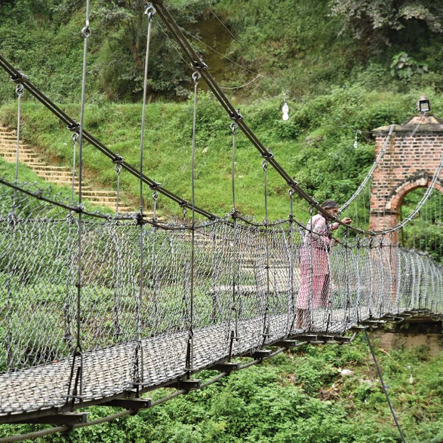 Man on a bridge