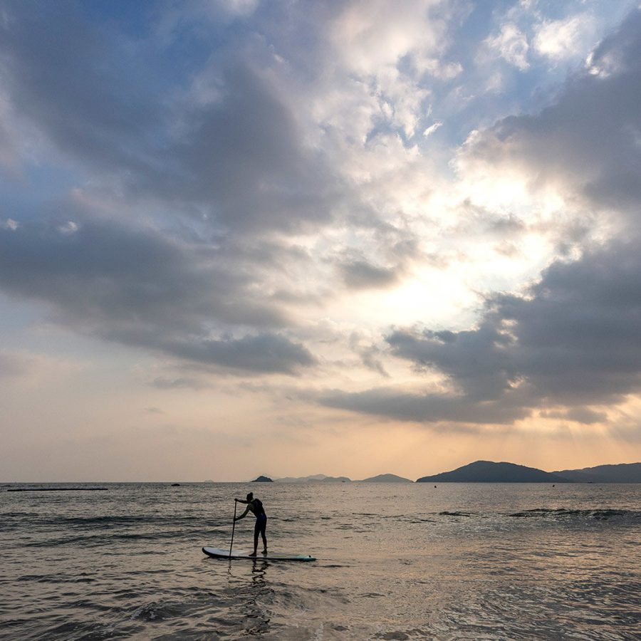 A standup paddleboarder by Cheung Sha beach. Credit: Mike Pickles