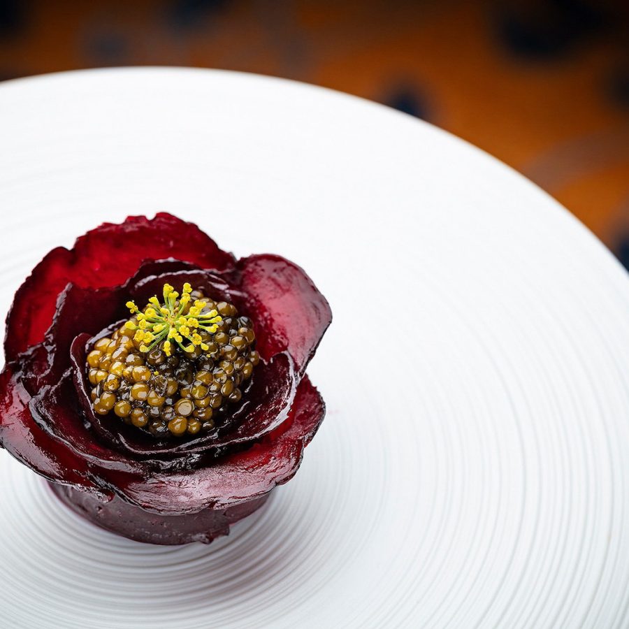 Michelin-starred Petrus's beetroot 'bresaola'