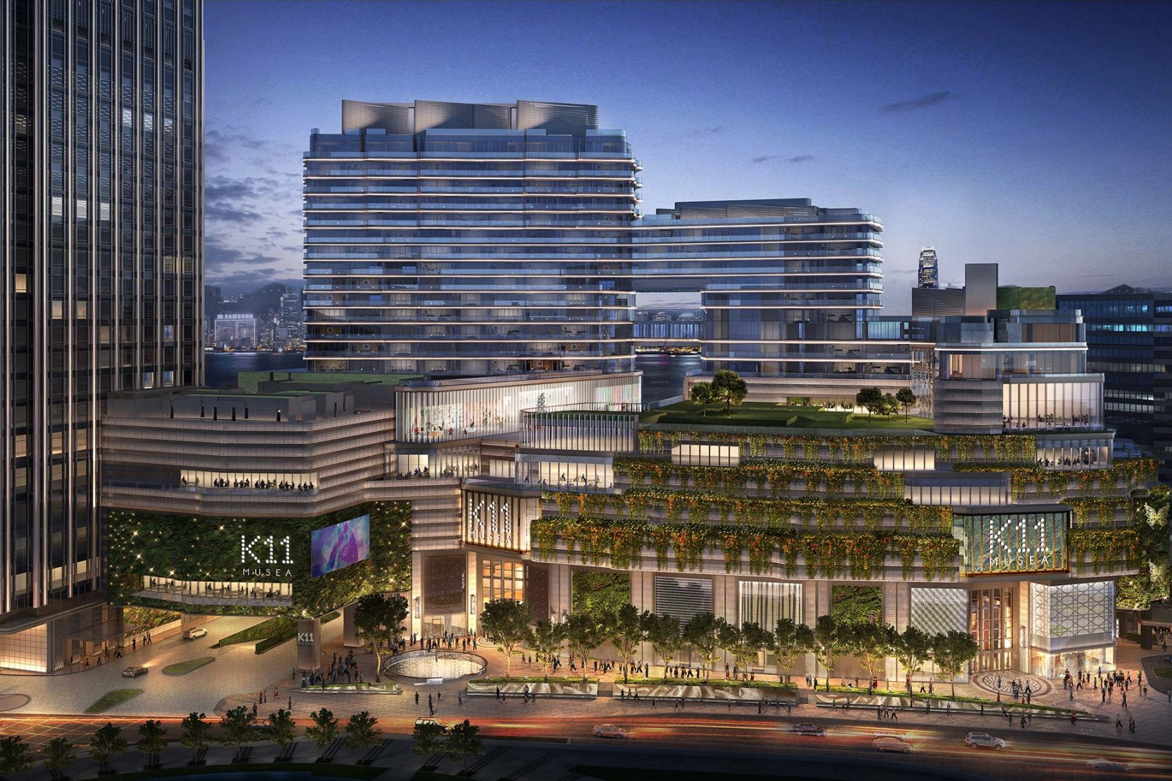 A panoramic view of K11 Musea, part of the Victoria Dockside development along the Tsim Sha Tsui waterfront, Hong Kong