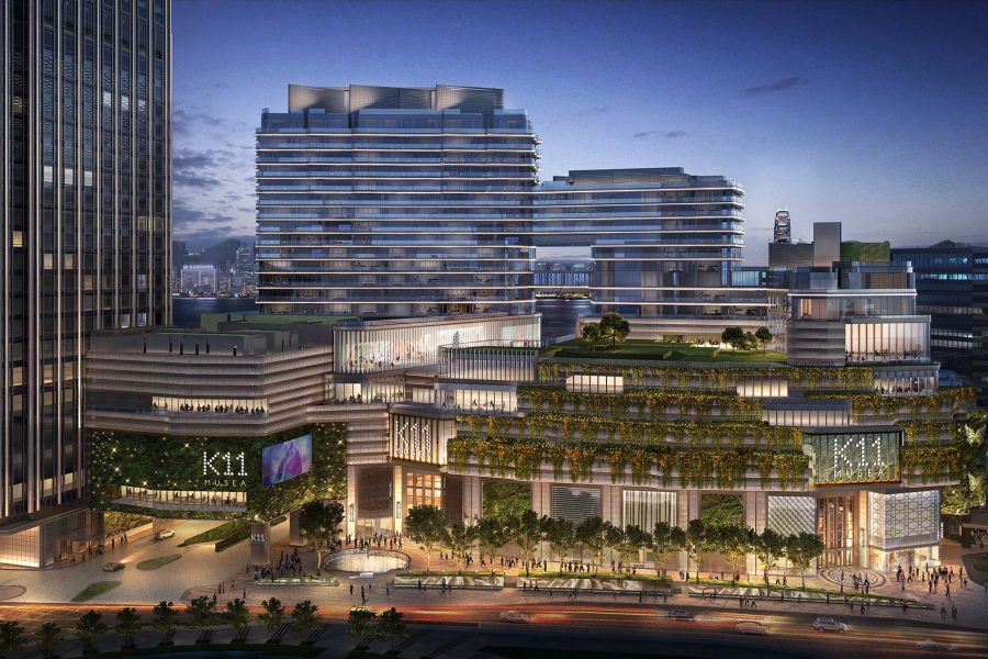 A panoramic view of K11 Musea, part of the Victoria Dockside development along the Tsim Sha Tsui waterfront, Hong Kong.
