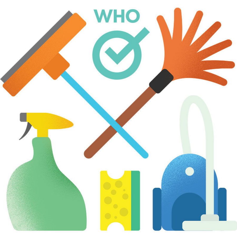 Illustration of cleaning tools