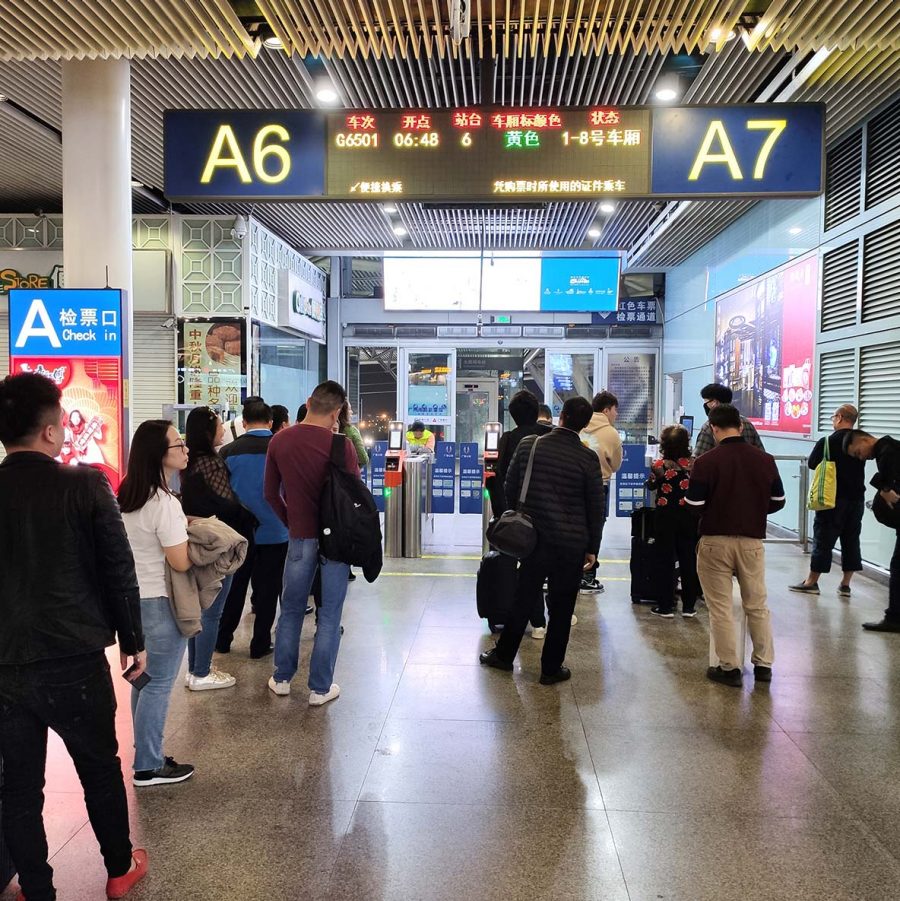 Departure gate at the Guangzhou South Railway Station