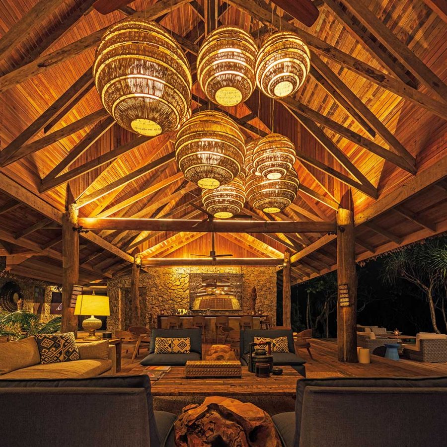 Cozy lobby with golden yellow lighting
