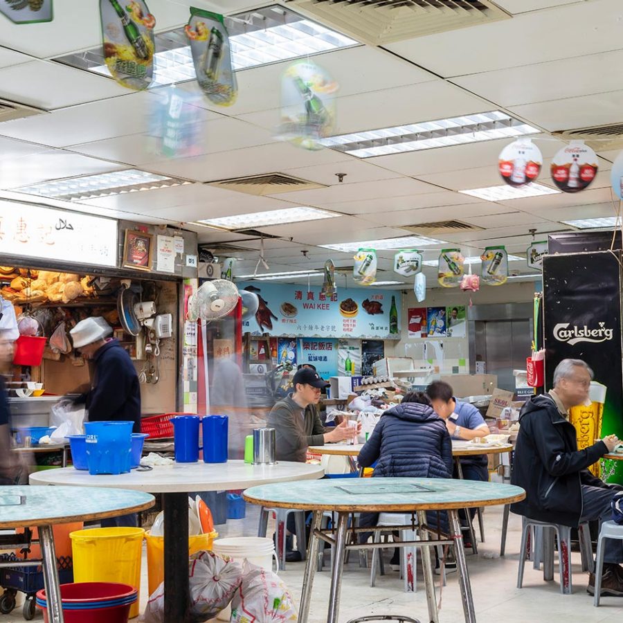 Wai Kee tucked inside a public food market in Hong Kong