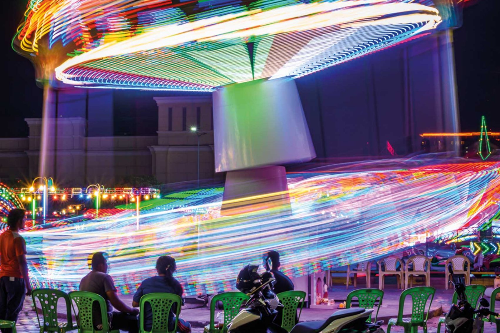 Painting with light at the fairground.