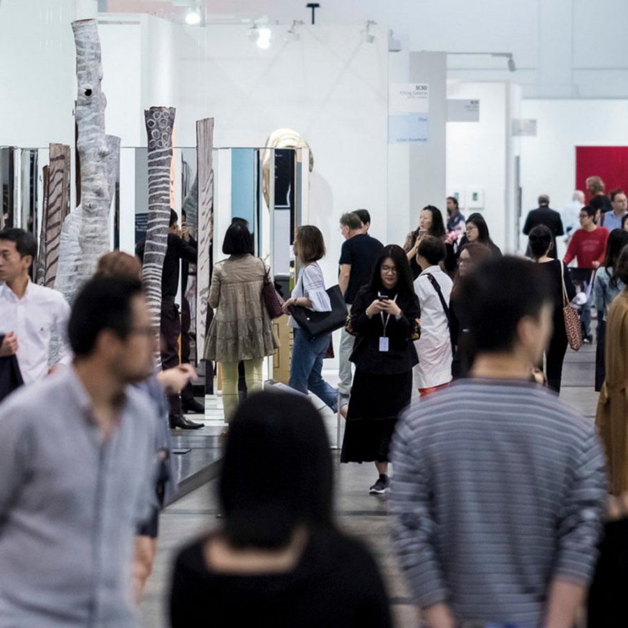 Visitors at the Hong Kong Art Basel 