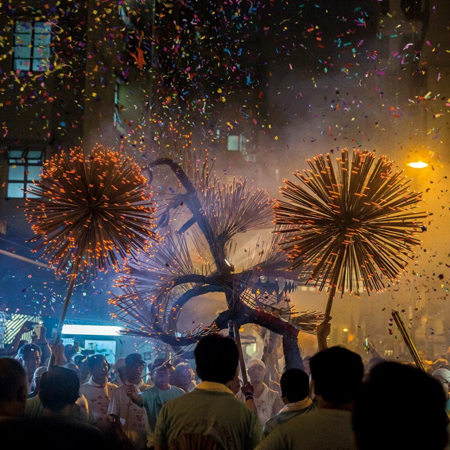 Fire Dragon Dance at Tai Hang district in Hong Kong during the mid-autumn festival