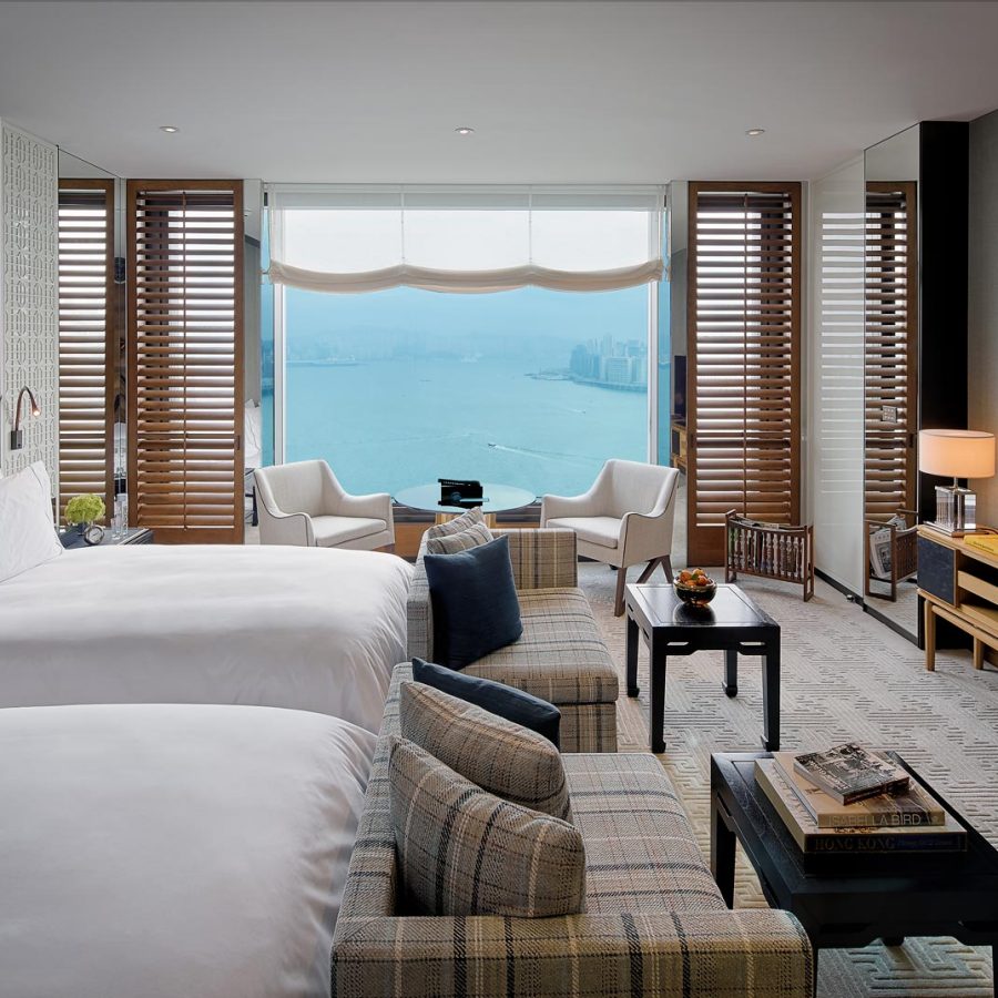 The Harbour View Twin Room at the Rosewood Hong Kong