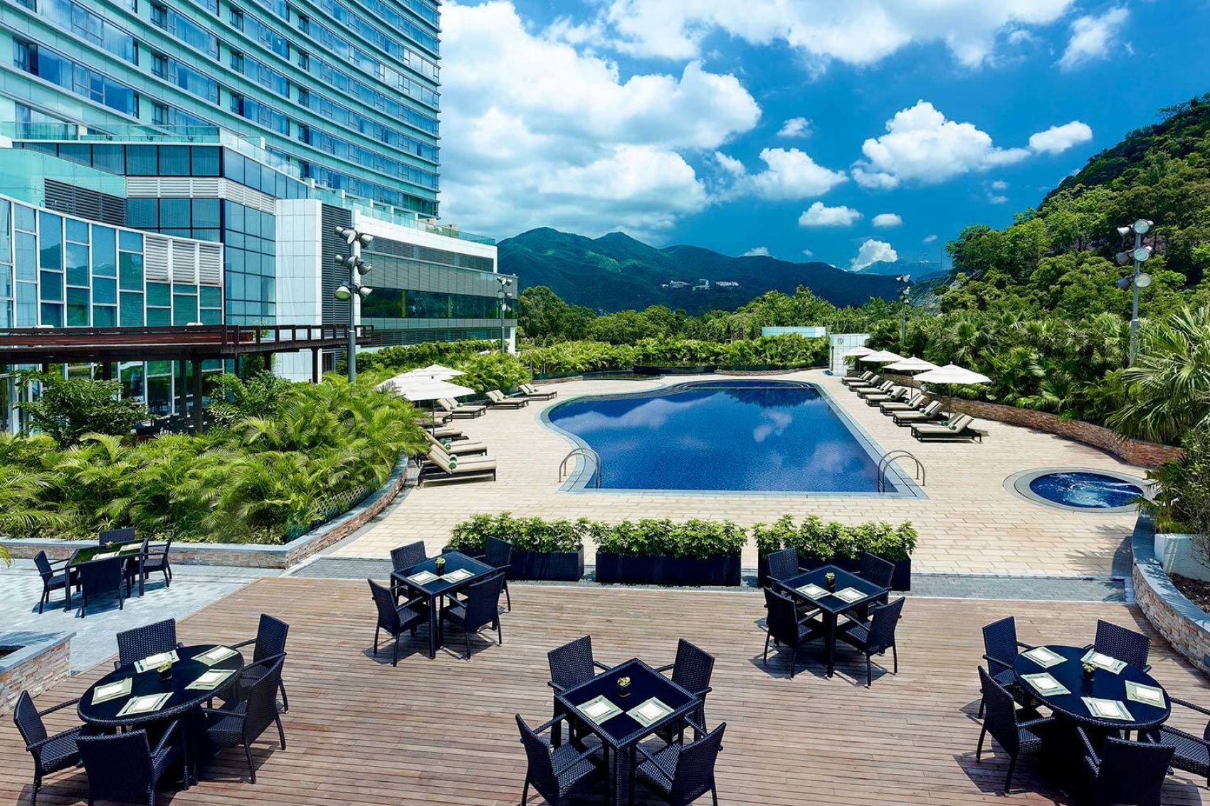 Outdoor pool and bar at Hyatt Regency Hong Kong, Sha Tin