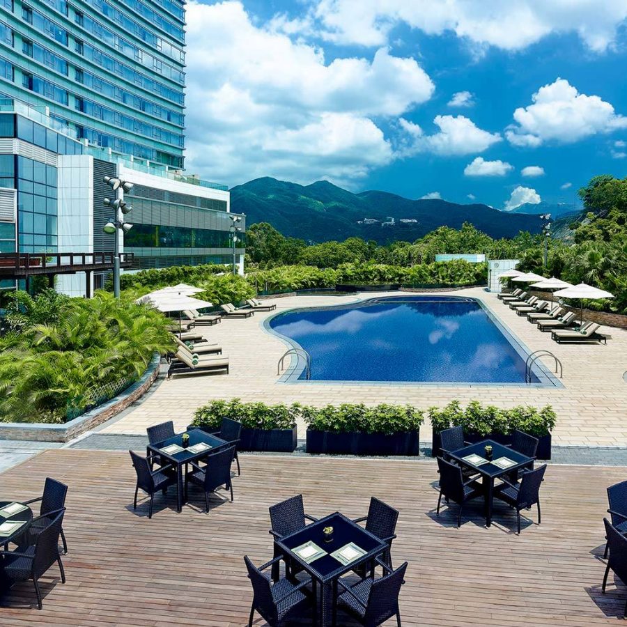 Outdoor pool and bar at Hyatt Regency Hong Kong, Sha Tin