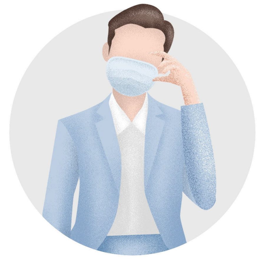 Passenger in a mask feeling ill
