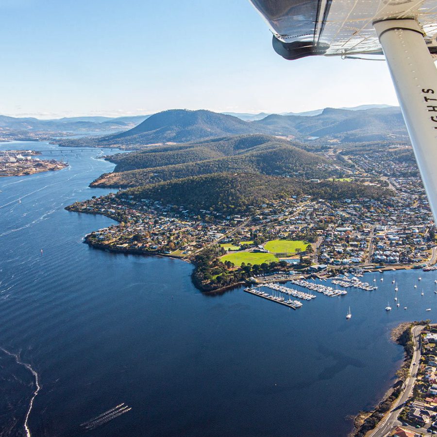 A bird's eye view of Hobart City