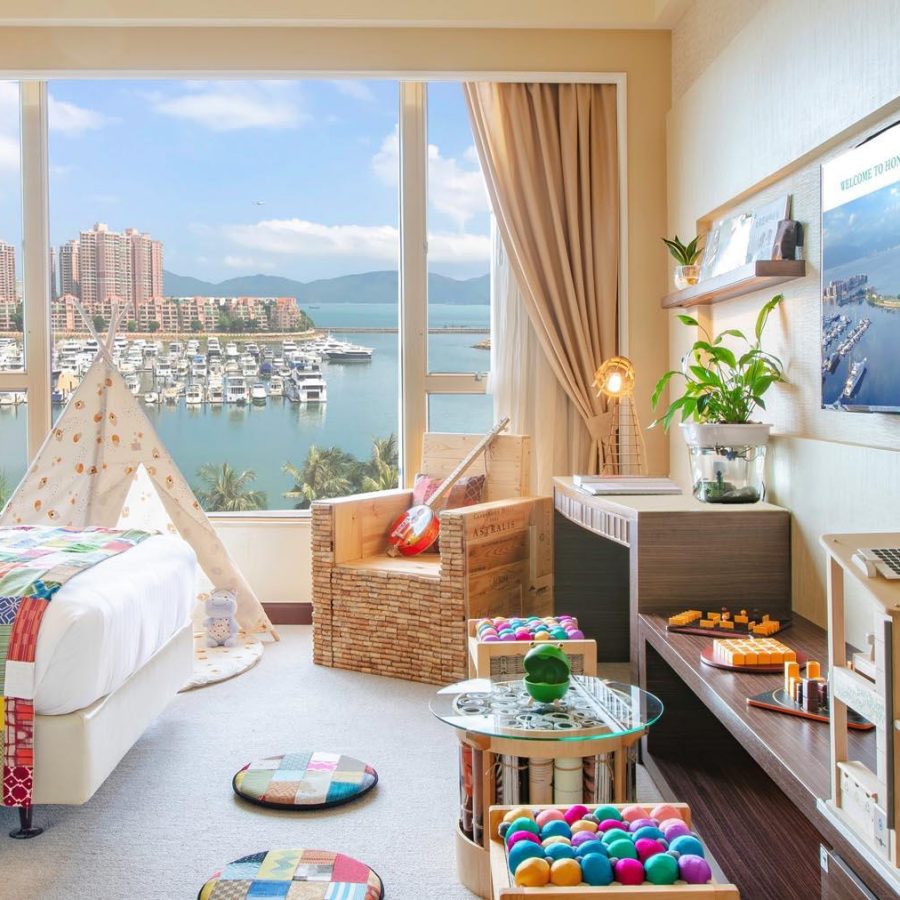 Interior of Green Upcycled Room at Hong Kong Gold Coast Hotel