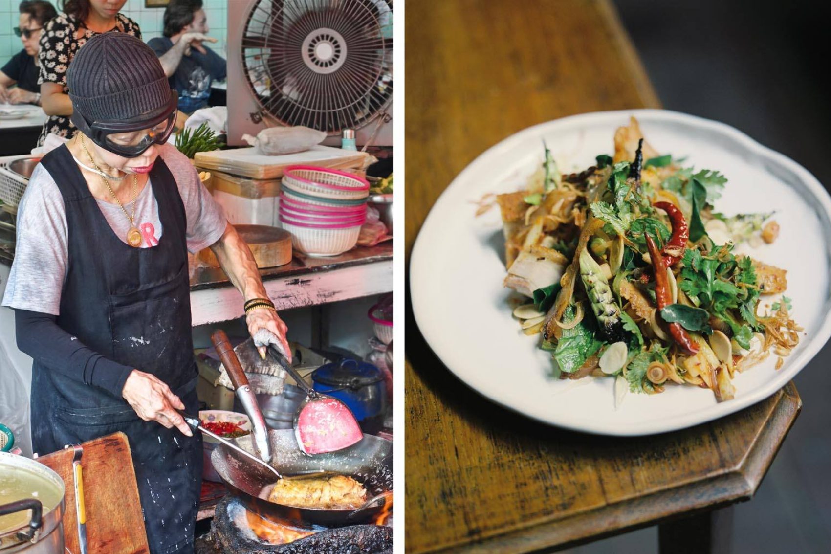 A Thai chef cooks a meal