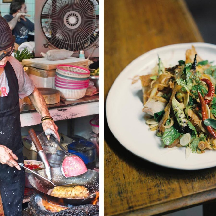 A Thai chef cooks a meal
