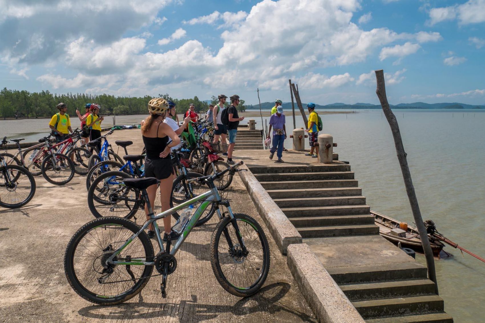 A guided bike tour goes around the Koh Yao Noi Island in Thailand
