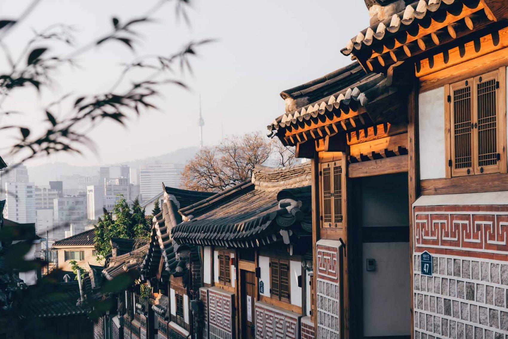 Sunrise at the Bukchon Hanok Village in South Korea