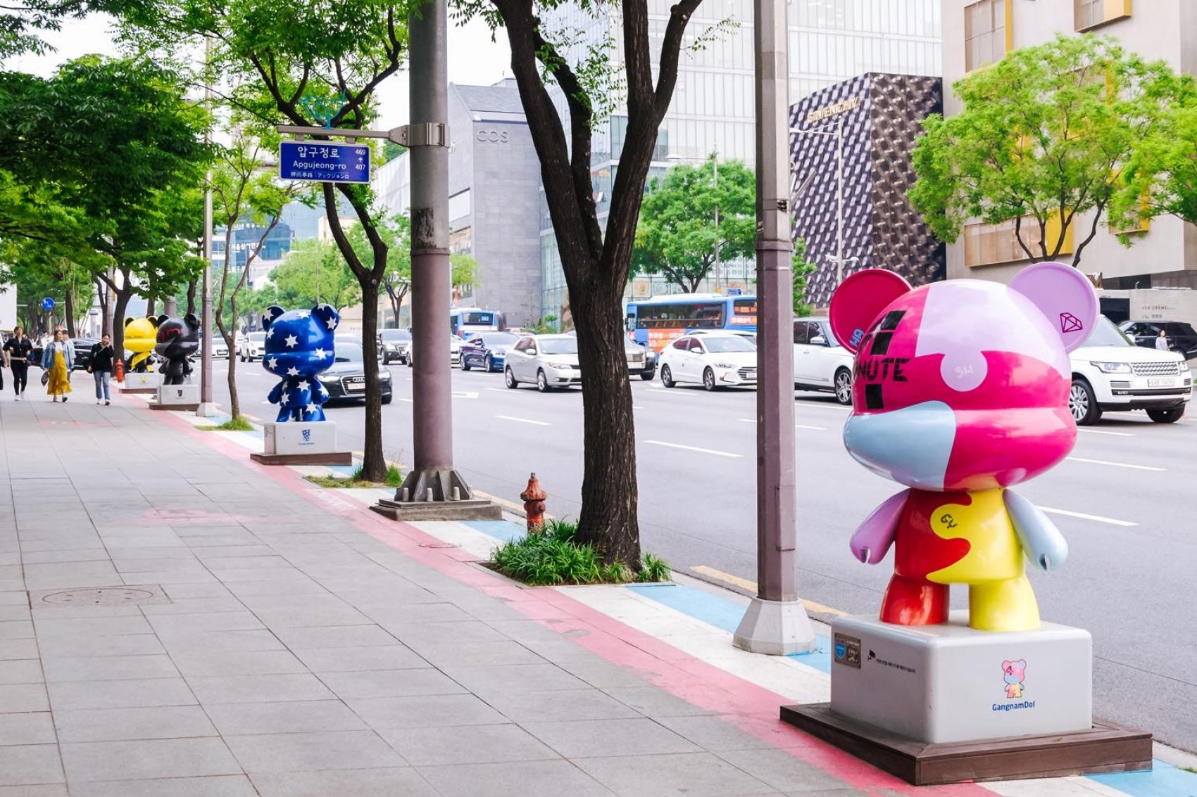 A few Gangnamdols sculptures on the K-Star Road in the Gangnam district, Seoul