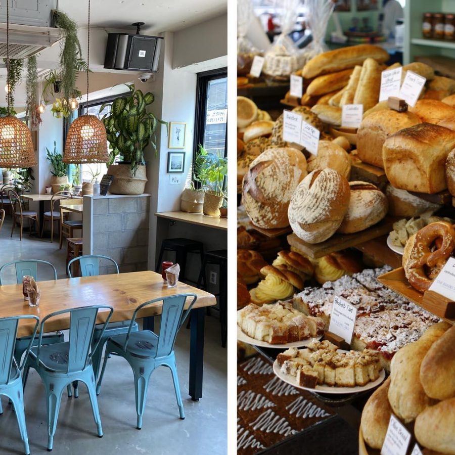 Plant cafe on the left and The Bakers Table cafe on the right in Itaewon district in Seoul 