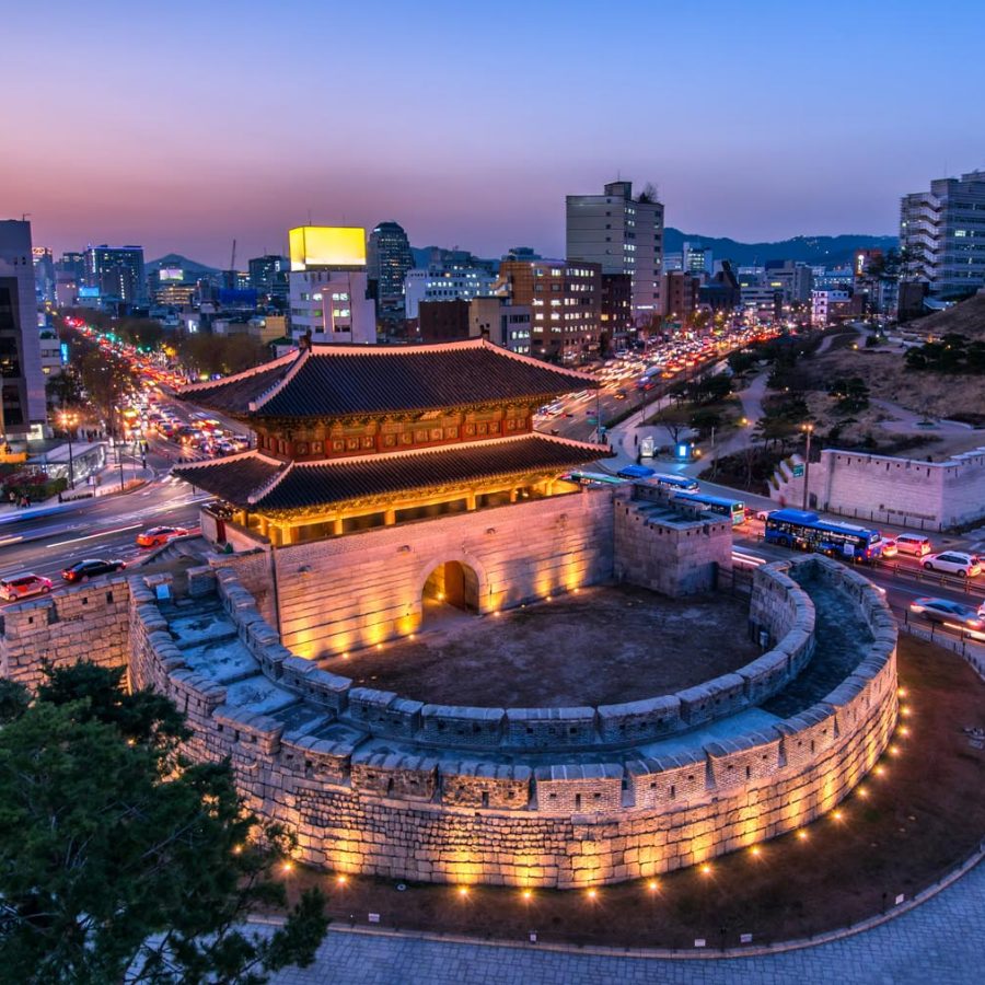 Night cityscape of  Dongdaemun traditional gate in Seoul