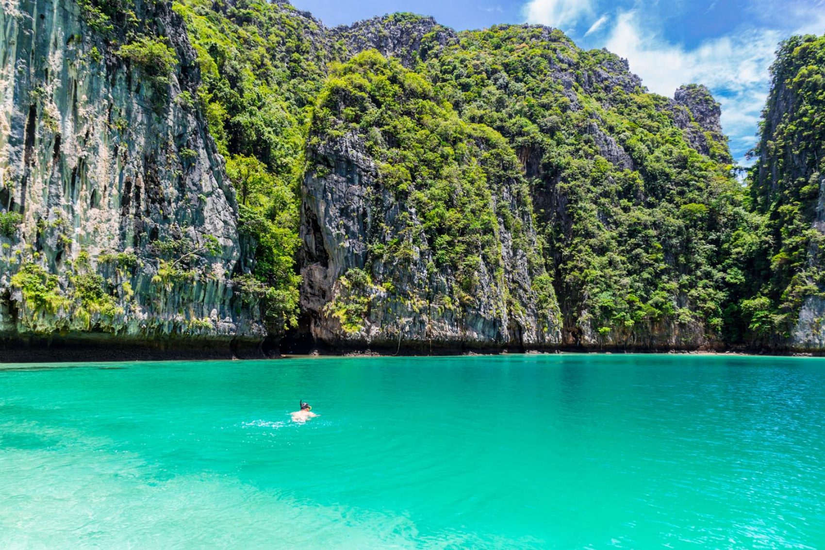Snorkel diving at Phi Phi Island in Phuket, Thailand