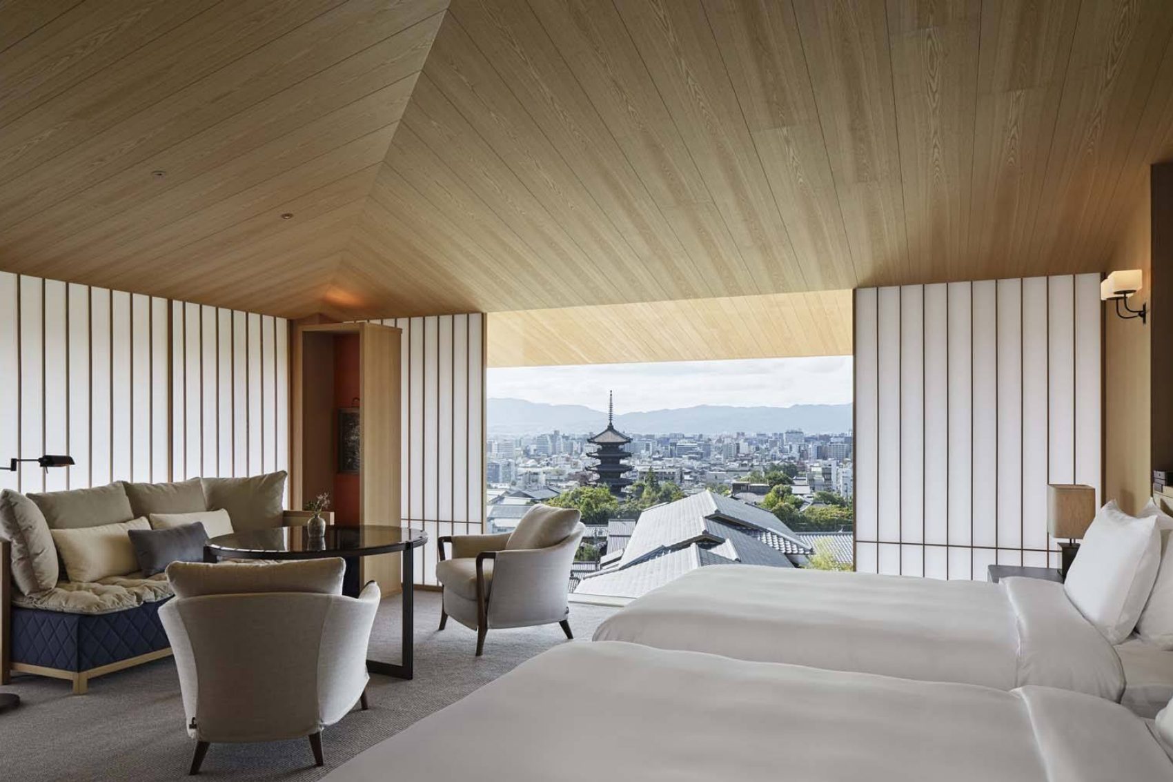 Many rooms at Park Hyatt Kyoto can enjoy sweeping city views and the Yasaka Pagoda