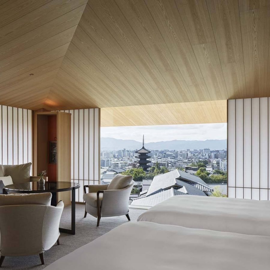 Many rooms at Park Hyatt Kyoto can enjoy sweeping city views and the Yasaka Pagoda