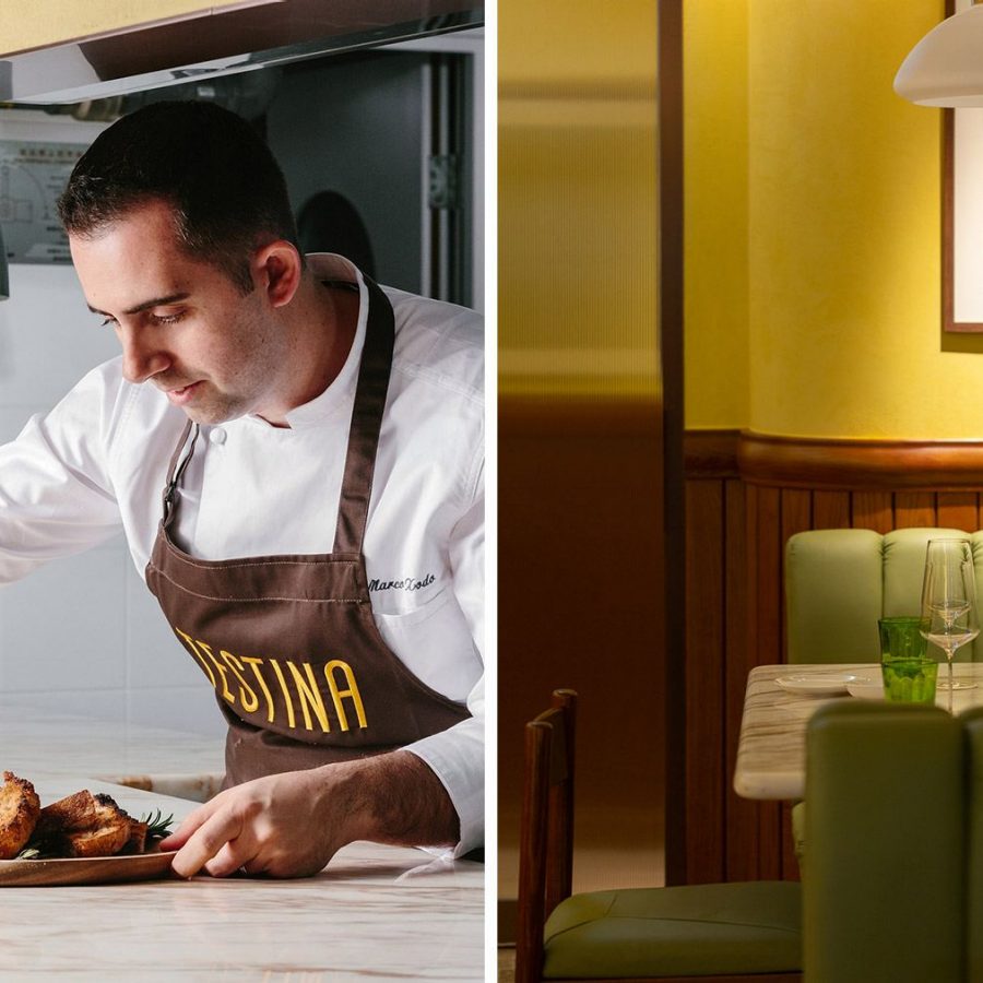 Chef Marco Xodo and the interior of Testina, Hong Kong