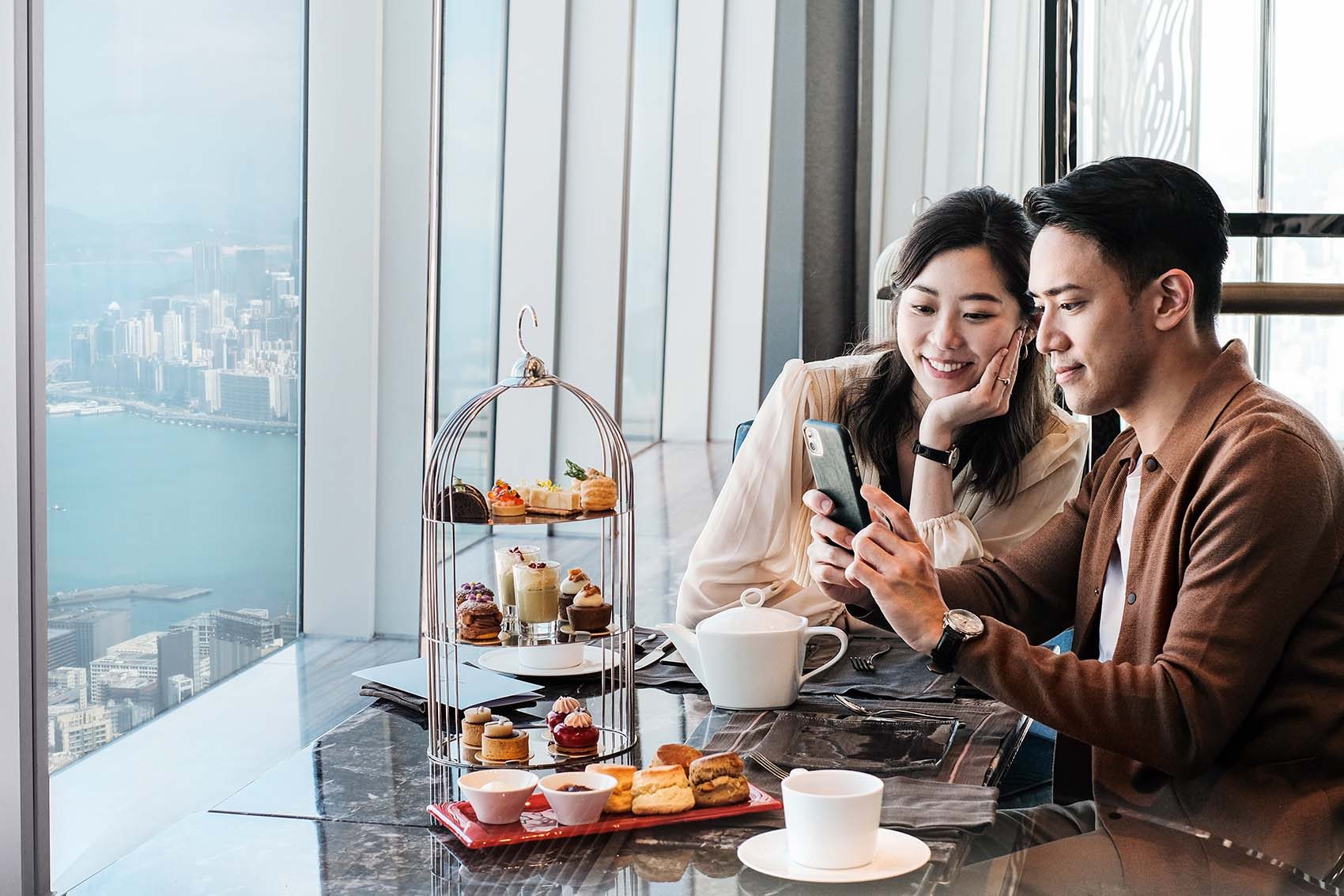 Couple enjoying afternoon tea