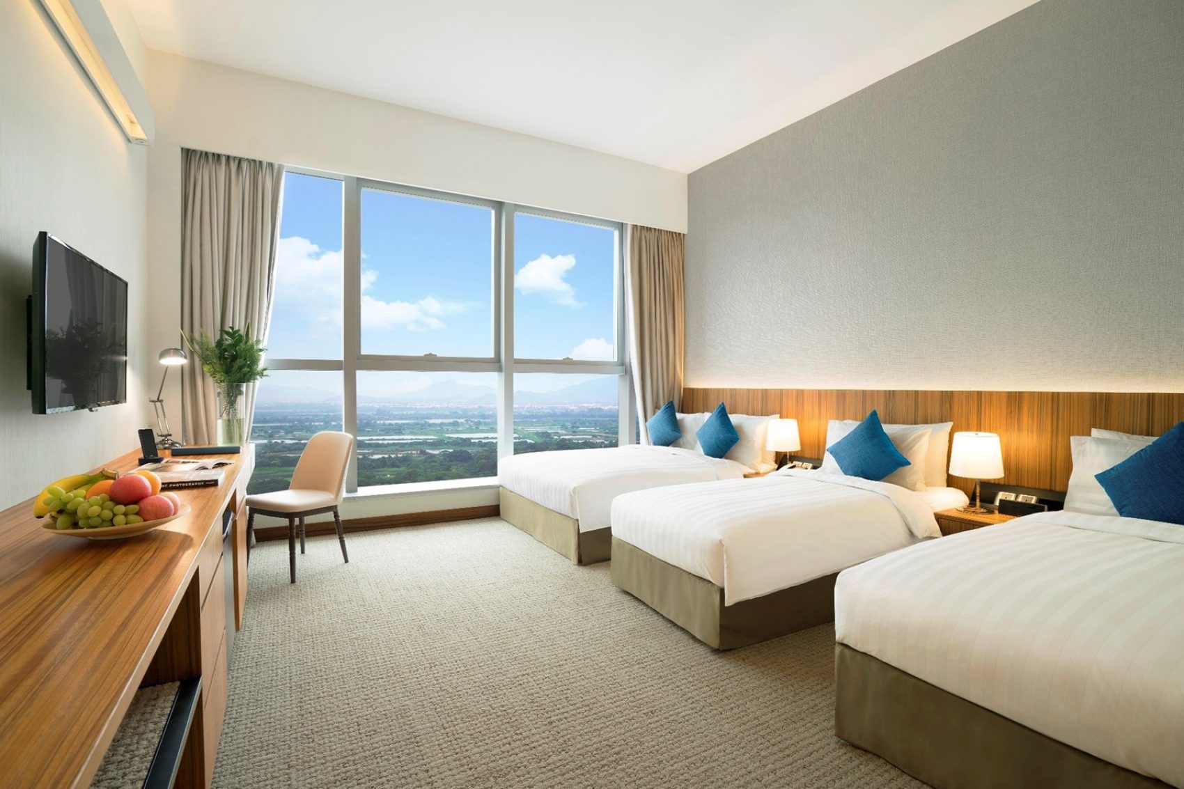 Hotel COZi family room with view over wetlands