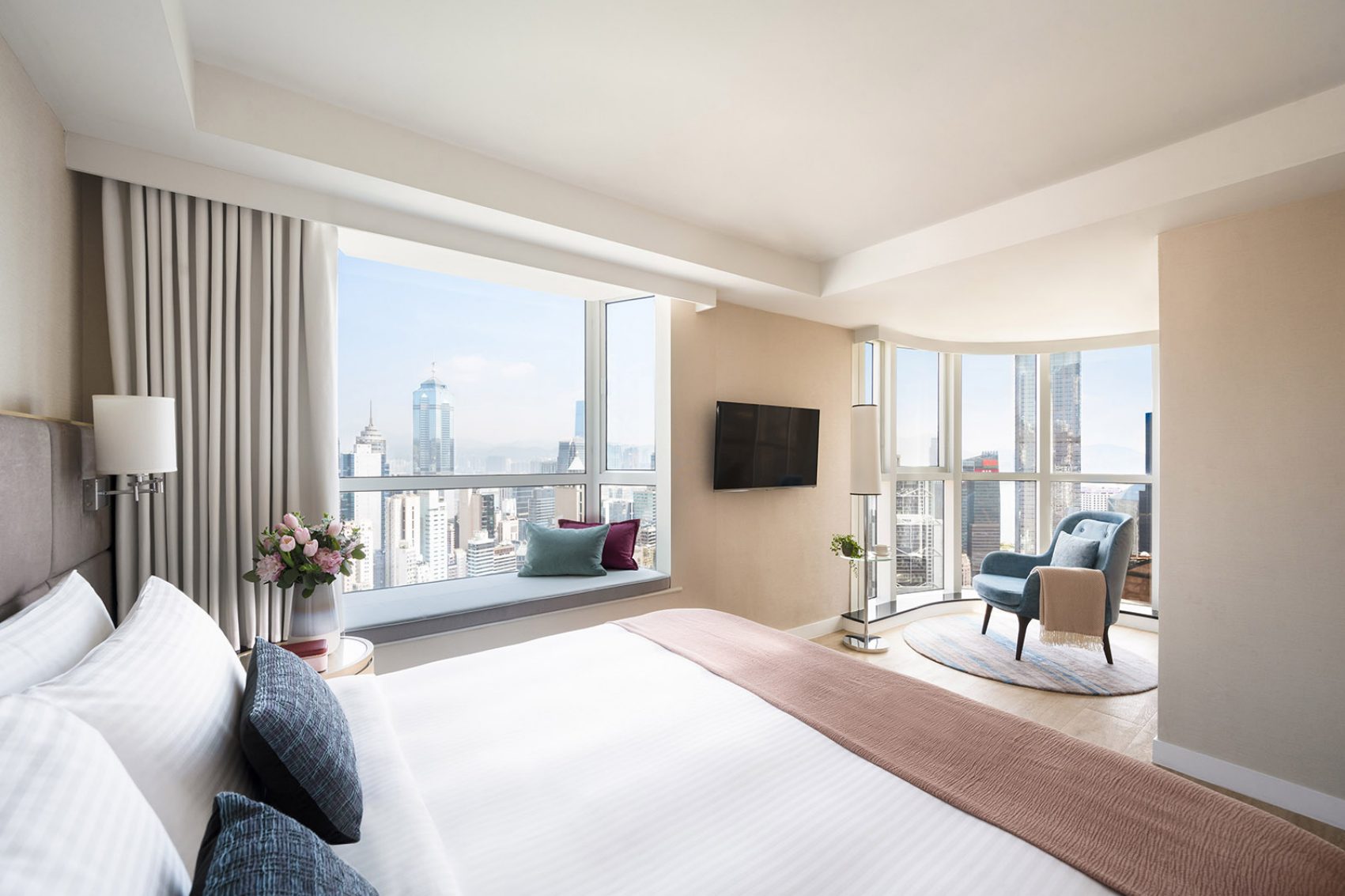 Two MacDonnell road hotel with view of Hong Kong skyline