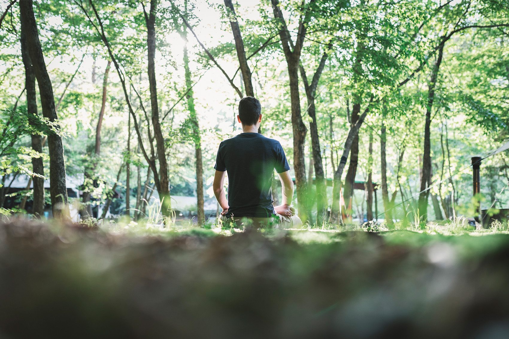 Man sat in forest. Credit: Getty Images