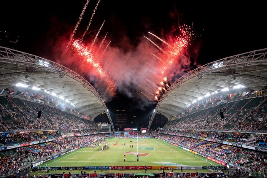 Fireworks over Hong Kong stadium