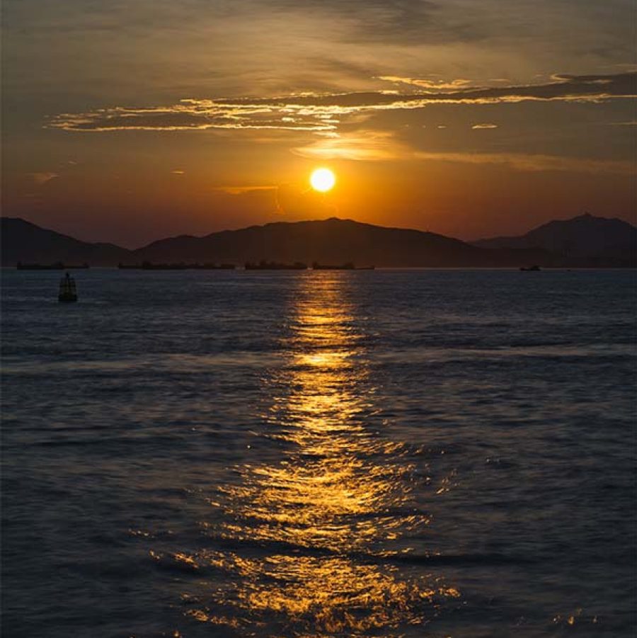 Sunset over the water