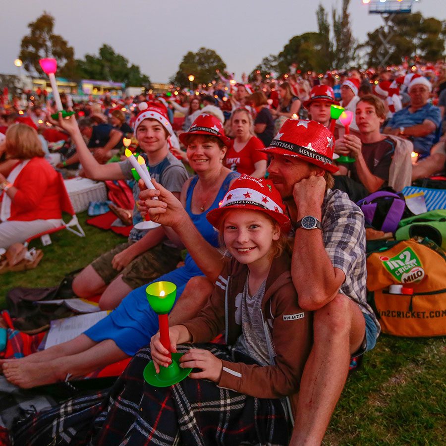 Festival goers at Sidney Myer Music Bowl