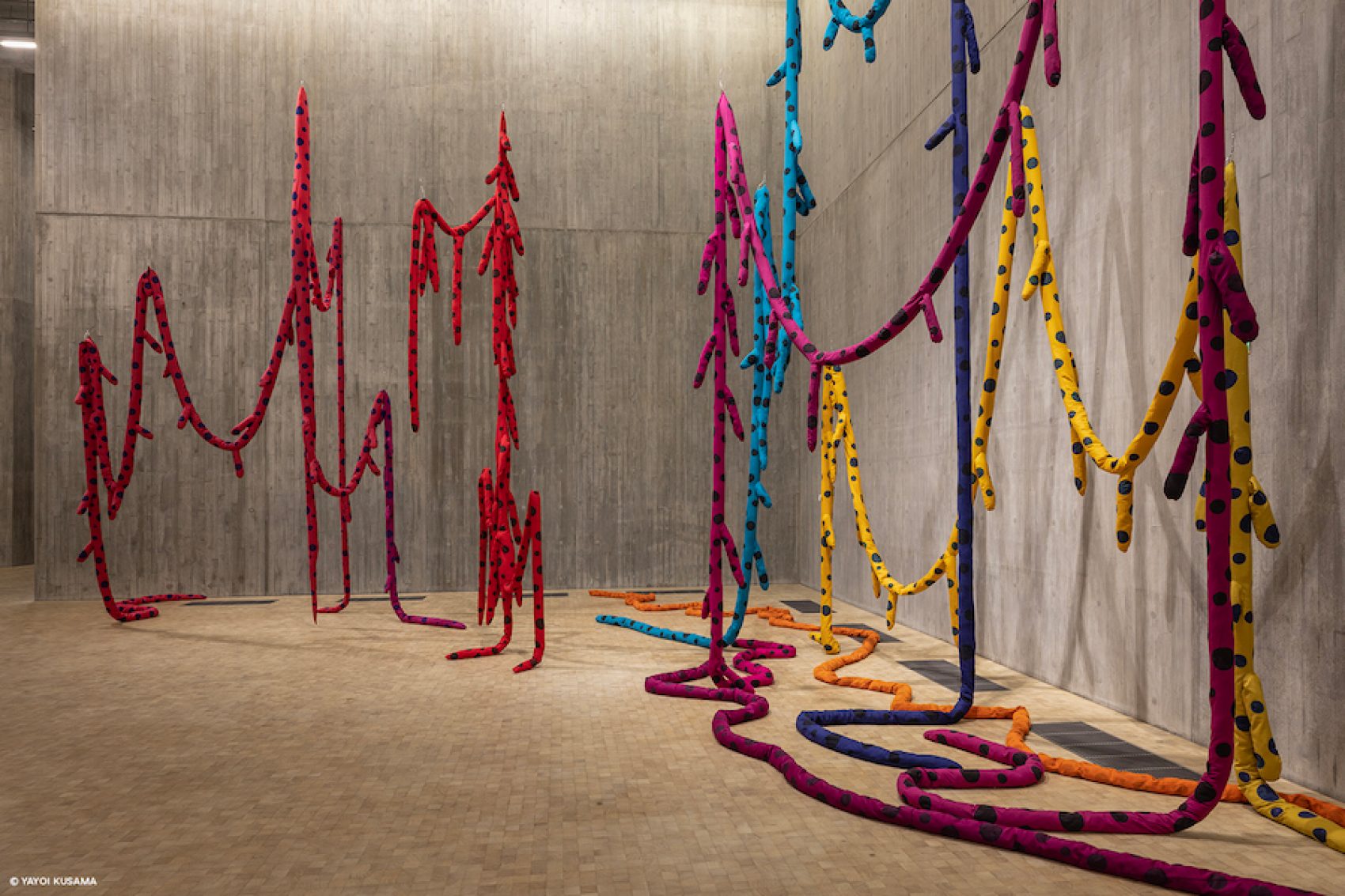 Installation view of Death of Nerves (2022) at Yayoi Kusama: 1945 to Now, 2022. Credit: Lok Cheng, M+, Hong Kong