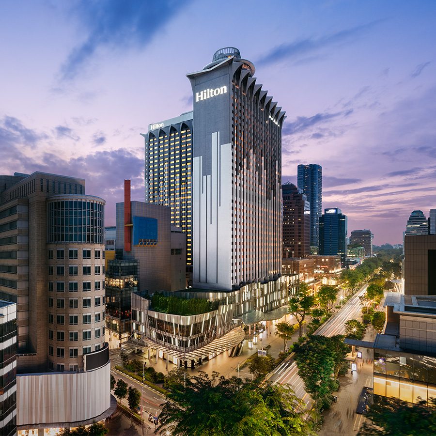 The exterior of the Hilton Singapore Orchard hotel