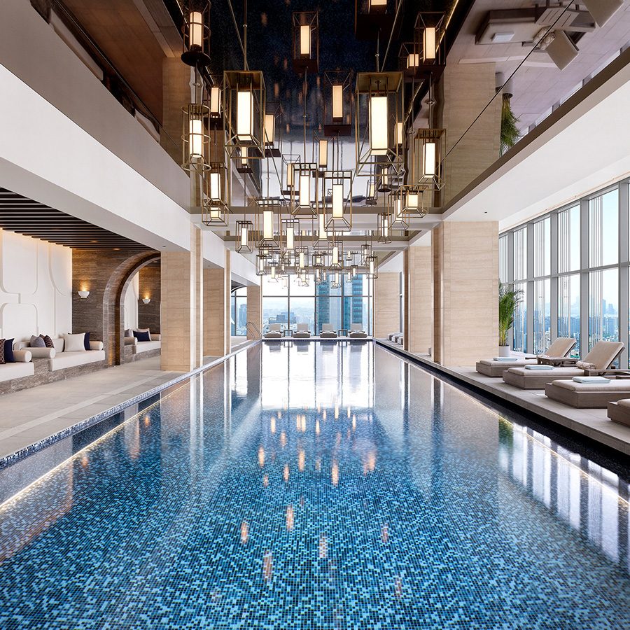 The indoor swimming pool at  Josun Palace hotel in Seoul, South Korea