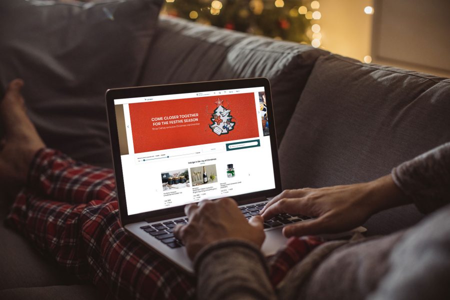 Shopping on laptop for Christmas gifts