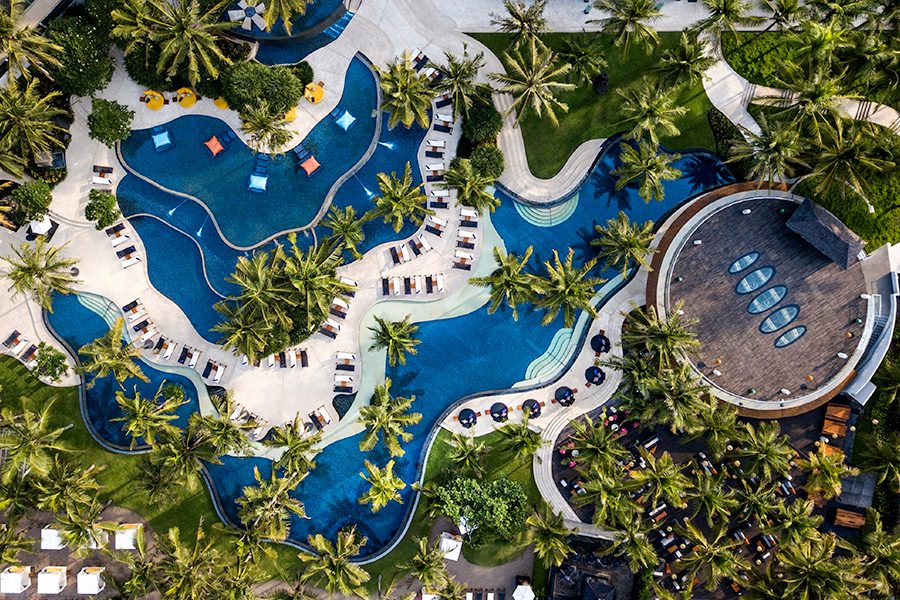W Bali - Seminyak swimming pools aerial view